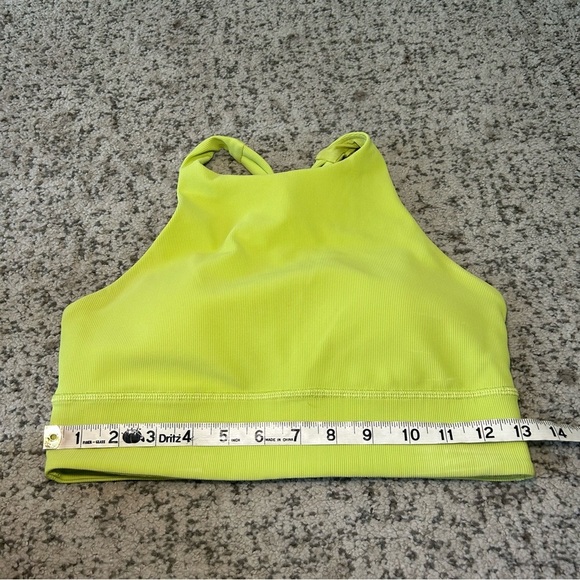 Lululemon Wasabi Green Energy High-Neck Longline Ribbed Padded Sports Bra Size 8 - Picture 6 of 7